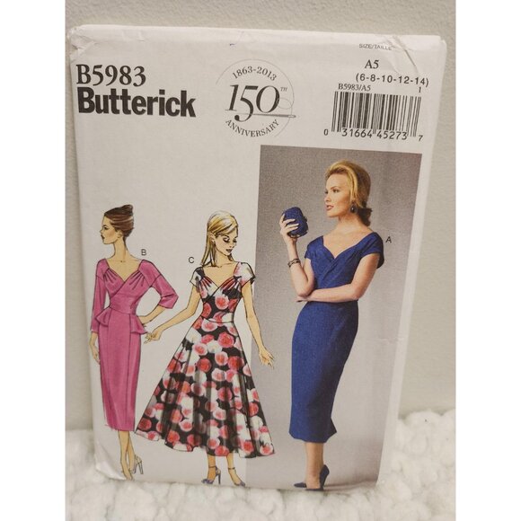 Butterick B5983 Sewing Pattern UNCUT Size 6-14 | Vintage Style 1950s Dress - Picture 5 of 10